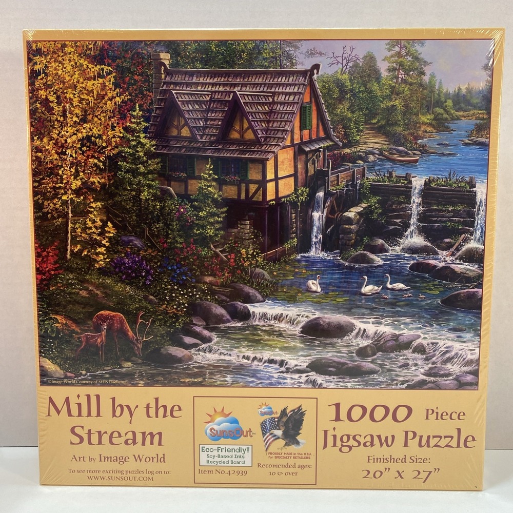 Mill‎ By The Stream Art Image World 1000 Piece Jigsaw Puzzle Sunsout 42939 USA